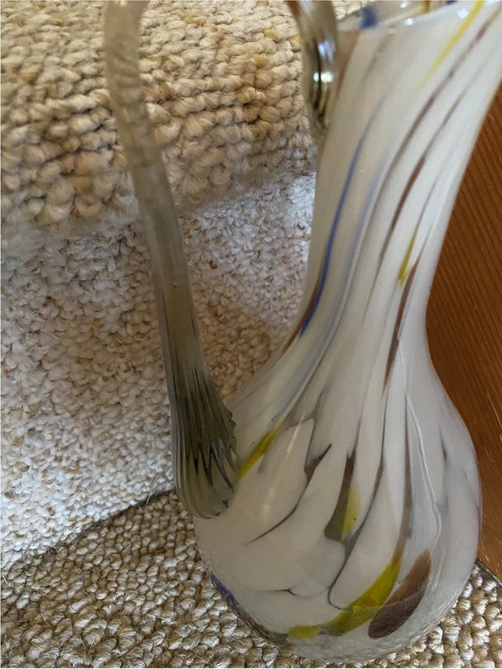 Vintage Swirled Murrhina Art Blown Glass Vase Pitcher EUC!! - Picture 8 of 10